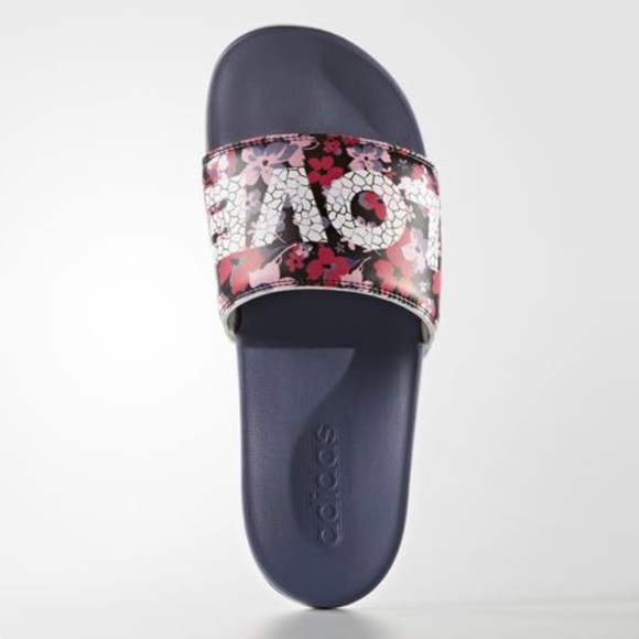 flower adidas slides